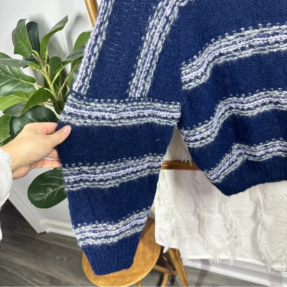 NWT Free People Striped Navy Blue Sweater sz XS